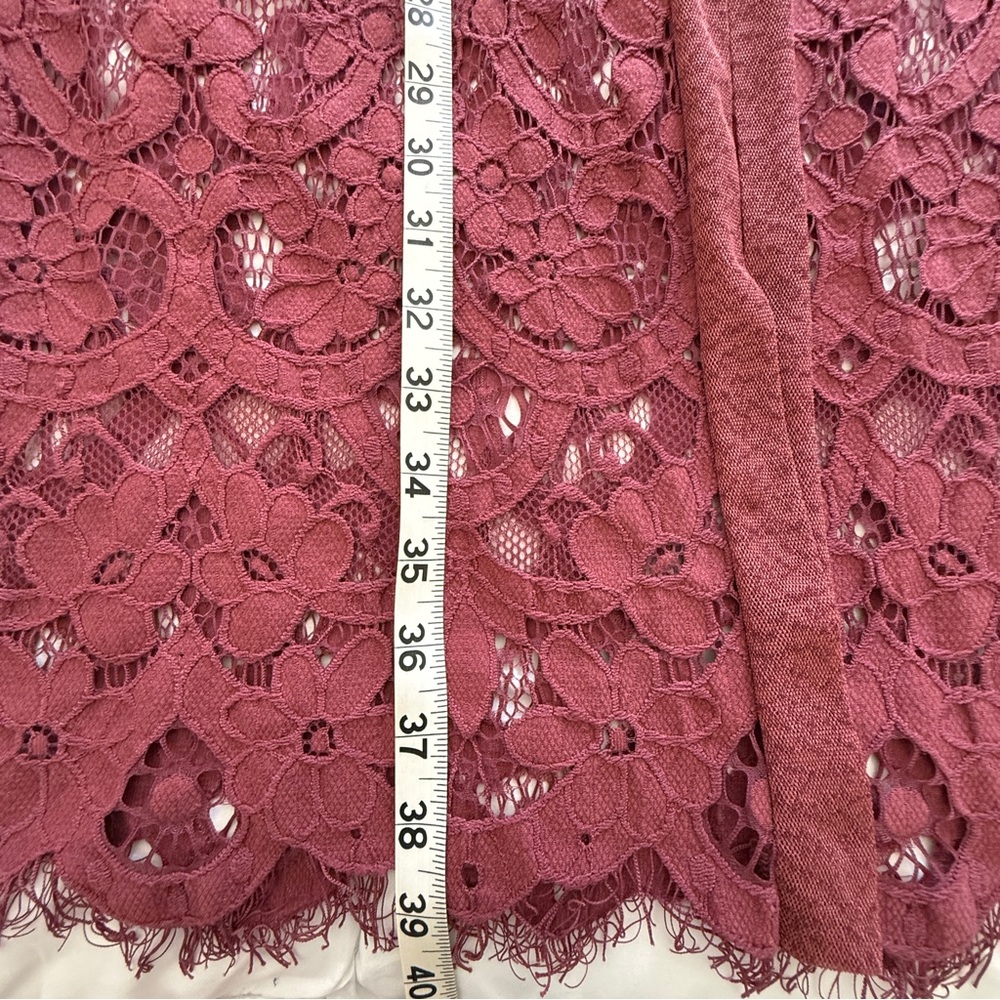 Ember Burgundy Lace Longline Duster Cardigan Size M - Picture 9 of 9